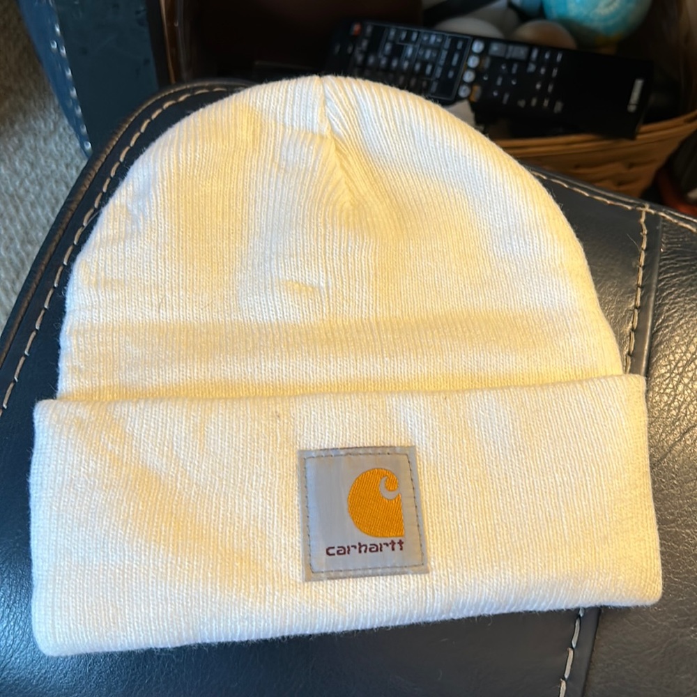 Cream/white Carhartt beanie hat